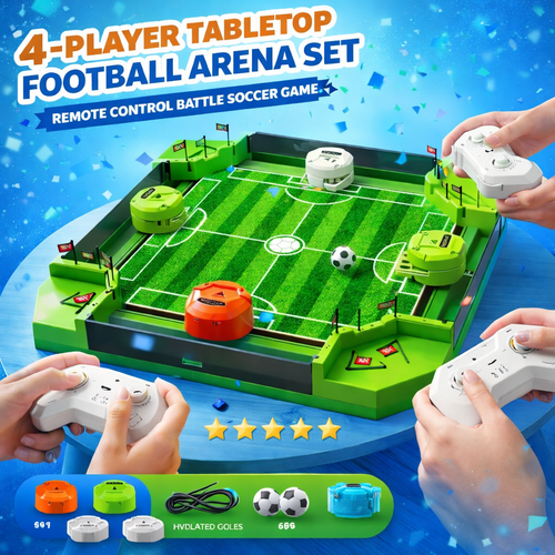 4 - Player Tabletop Football Arena Set – Remote Control Battle Soccer Game - RT-LC401A - Planet Junior